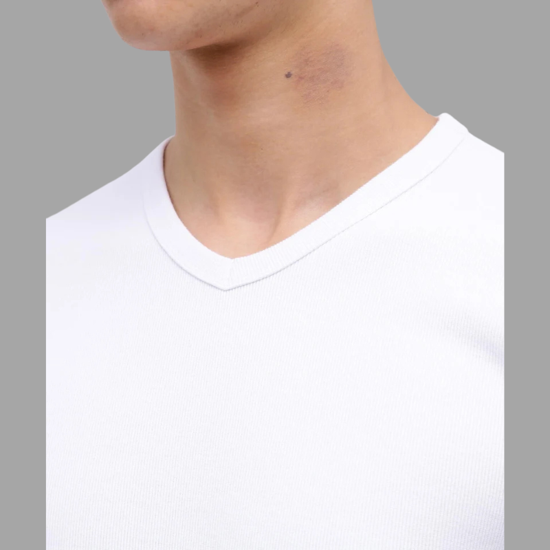 AVIREX DAILY RIB S/S V-NECK T-SHIRT  "WHITE" 7835934005-030