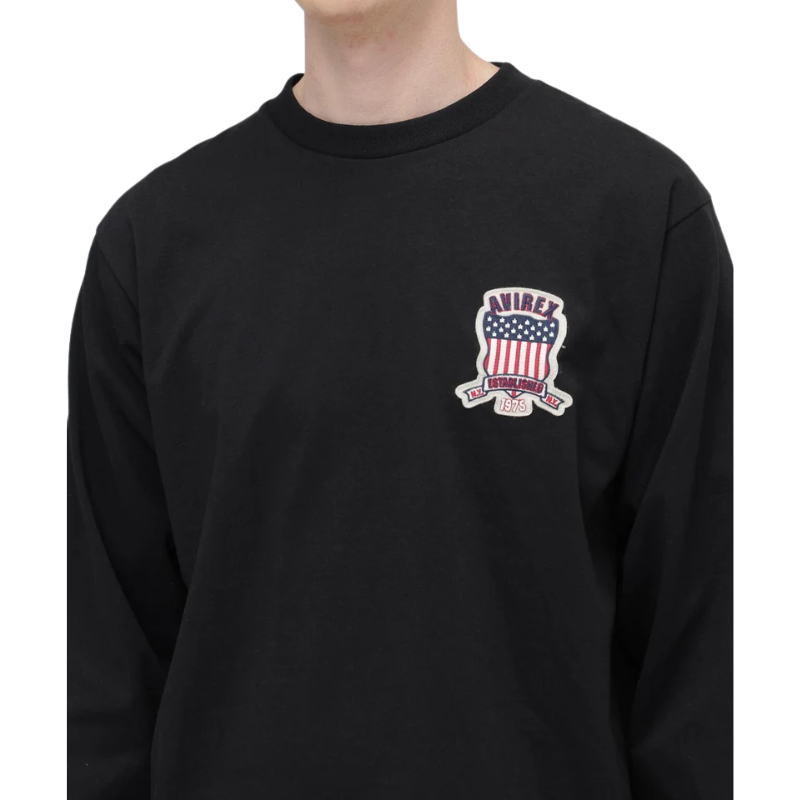 AVIREX SIGNATURE VARSITY LOGO LONGSLEEVE T-SHIRT "BLACK"  7836930006-010