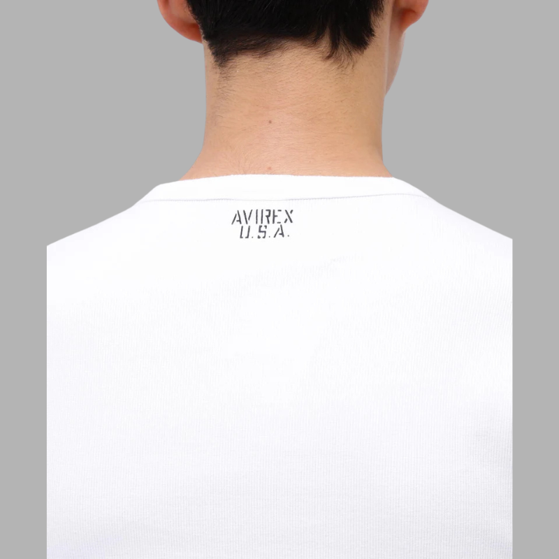 AVIREX DAILY RIB S/S HENLEY NECK T-SHIRT  "WHITE" 7835934007-030