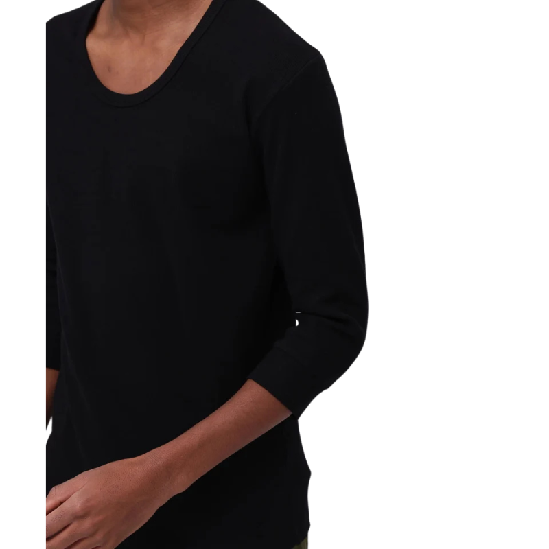 AVIREX DAILY 2/3 SLEEVE U-NECK T-SHIRT  "BLACK" 7835933001-010