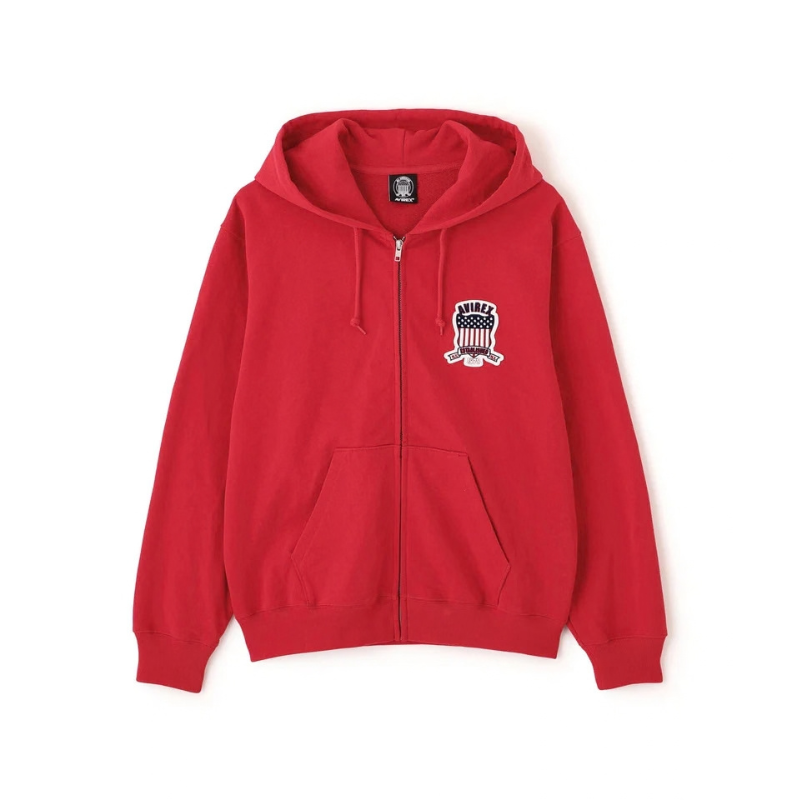 AVIREX SIGNATURE VARSITY ZIP UP PARKA "RED"  7836931001-100
