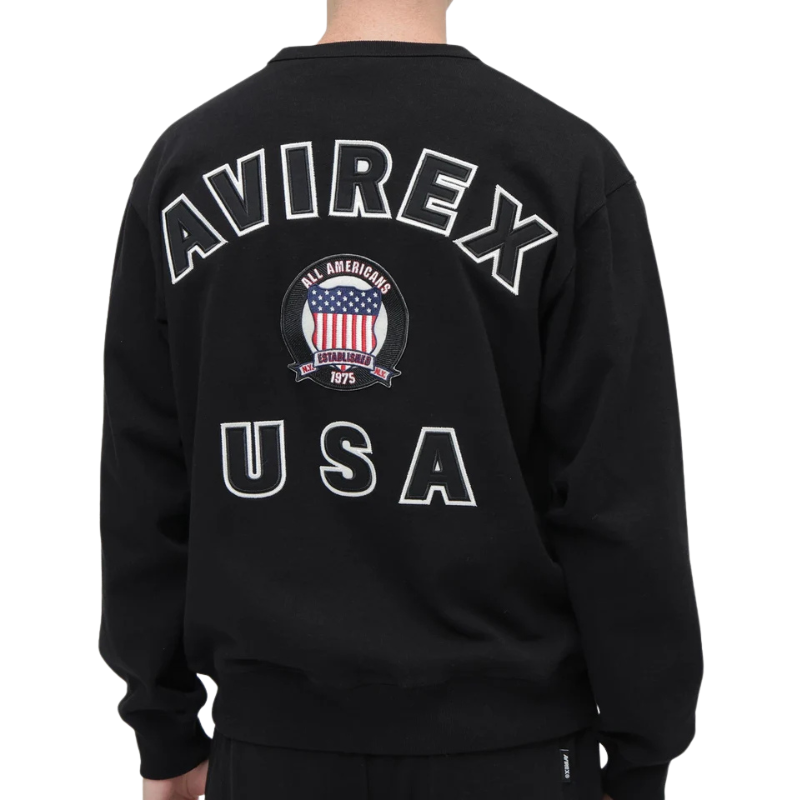 AVIREX SIGNATURE VARSITY LOGO CREWNECK SWEAT "BLACK"  7836932001-010