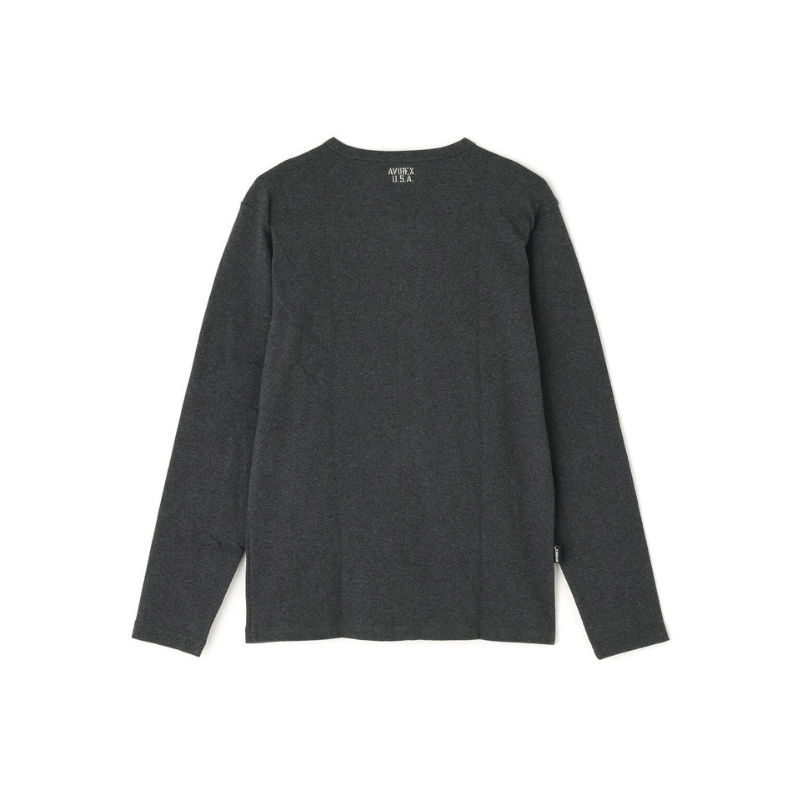 AVIREX DAILY RIB L/S CREW NECK T-SHIRT  "CHARCOAL" 7834930019-410