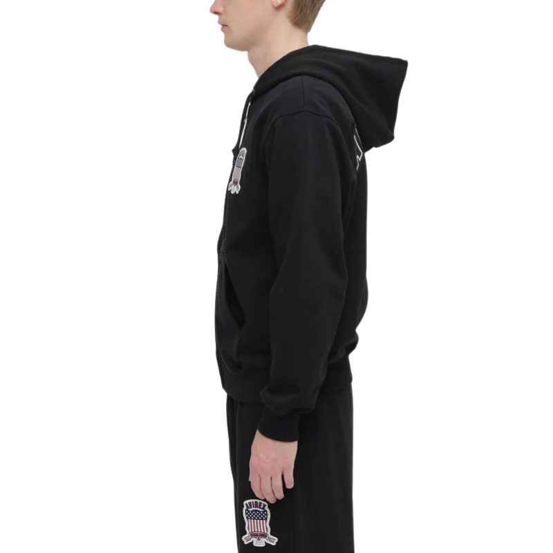 AVIREX Sweat Set Up SIGNATURE VARSITY ZIP UP PARKA × LOGO SWEAT PANTS "BLACK "