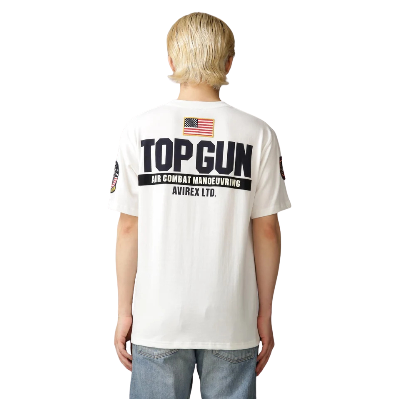 AVIREX TOP GUN PATCH & PRINT T-SHIRT "WHITE"  7833934013-030