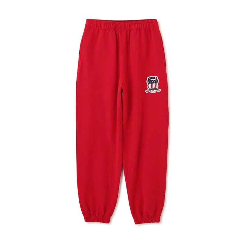 AVIREX Sweat Set Up SIGNATURE VARSITY ZIP UP PARKA × LOGO SWEAT PANTS "RED "