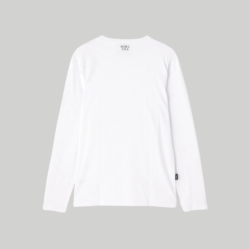 AVIREX RIB L/S HENLEY NECK T-SHIRT "WHITE"  7834930020-030