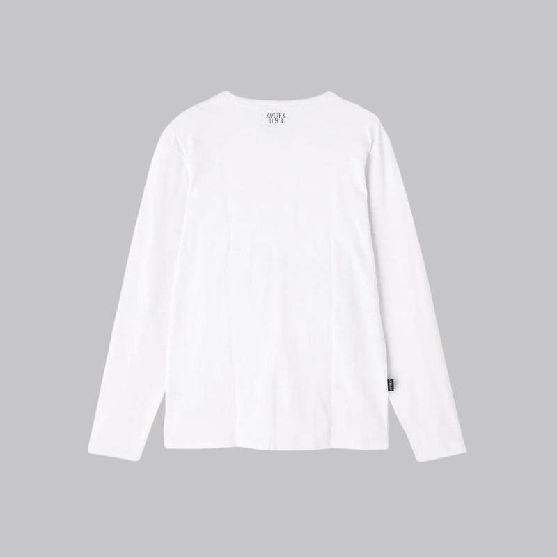 AVIREX DAILY RIB L/S CREW NECK T-SHIRT  "WHITE" 7834930019-030