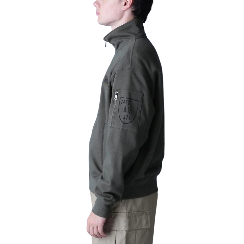 AVIREX FATIGUE STAND ZIPUP SWEAT "OLIVE"  7834930001-310