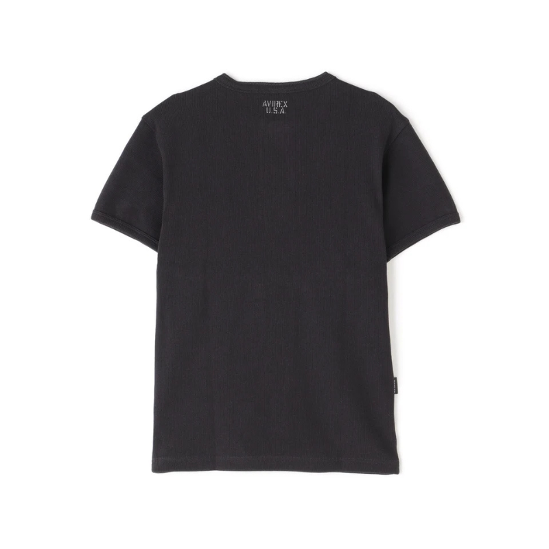AVIREX DAILY RIB S/S HENLEY NECK T-SHIRT  "BLACK" 7835934007-010