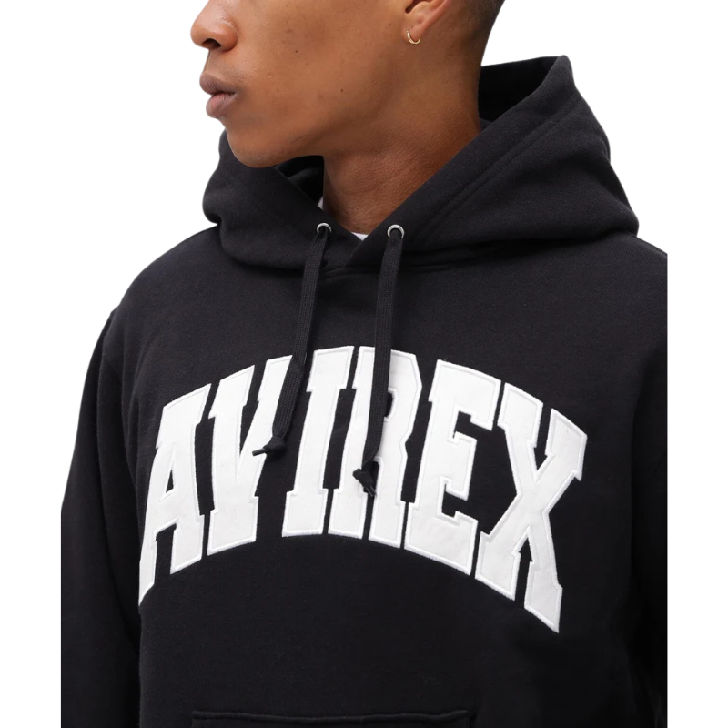 AVIREX DAILY PULLOVER SWEAT PARKA LOGO  "BLACK"7833931006-010