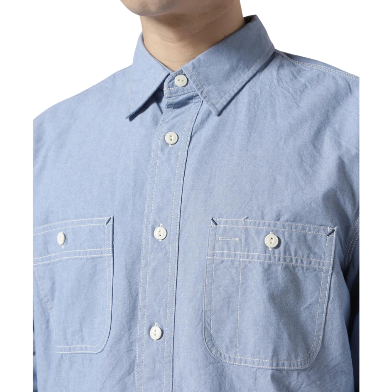 AVIREX DAILY BASIC CHAMBRAY LONG SLEEVE SHIRT  "BLUE" 7833920003-110
