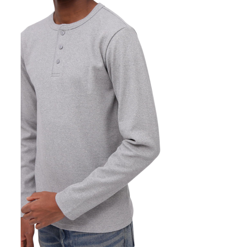 AVIREX RIB L/S HENLEY NECK T-SHIRT "GRAY"  7834930020-020