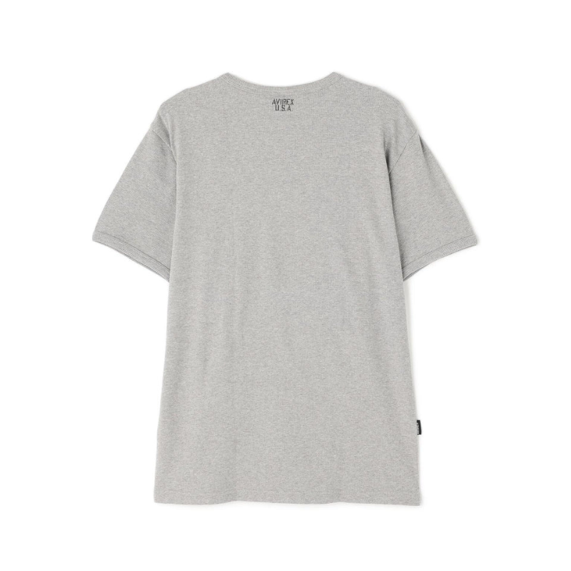 AVIREX DAILY MINI WAFFLE S/S CREW NECK T-SHIRT  "GRAY" 7835934009-020