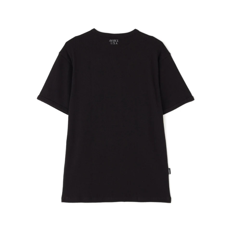 AVIREX DAILY MINI WAFFLE S/S CREW NECK T-SHIRT  "BLACK" 7835934009-010